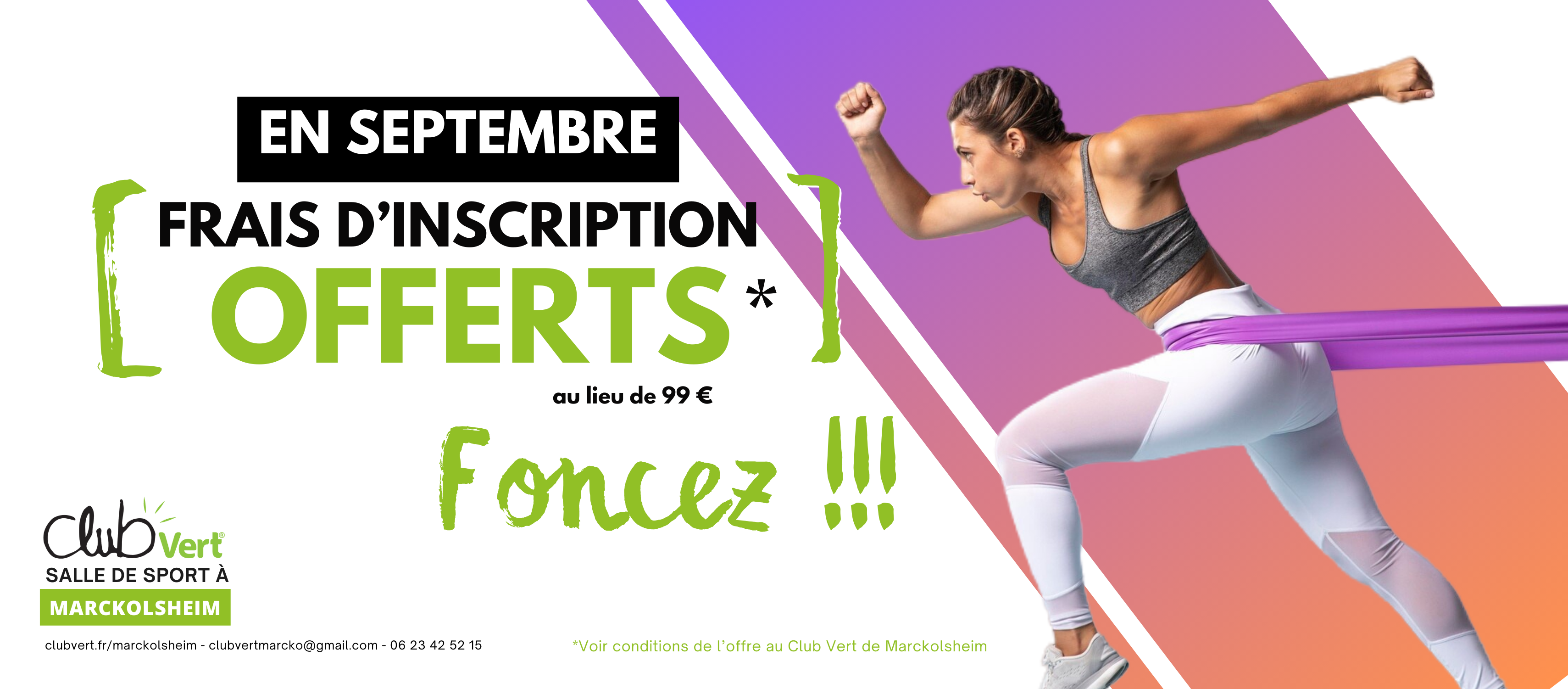 Offre de la rentrée - frais inscription offert- club vert marckolsheim